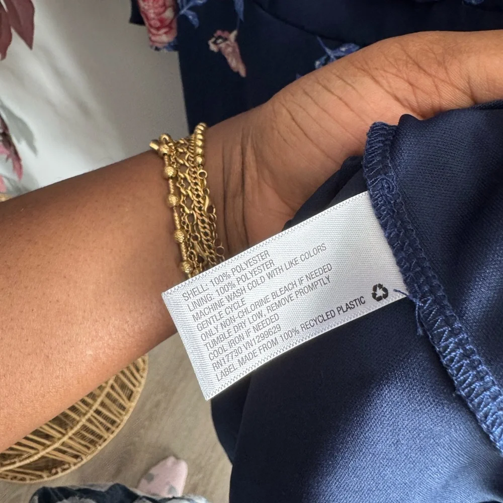 Xhilaration Navy Blue Floral Off-Shoulder Mini Dress - Picture 4 of 5